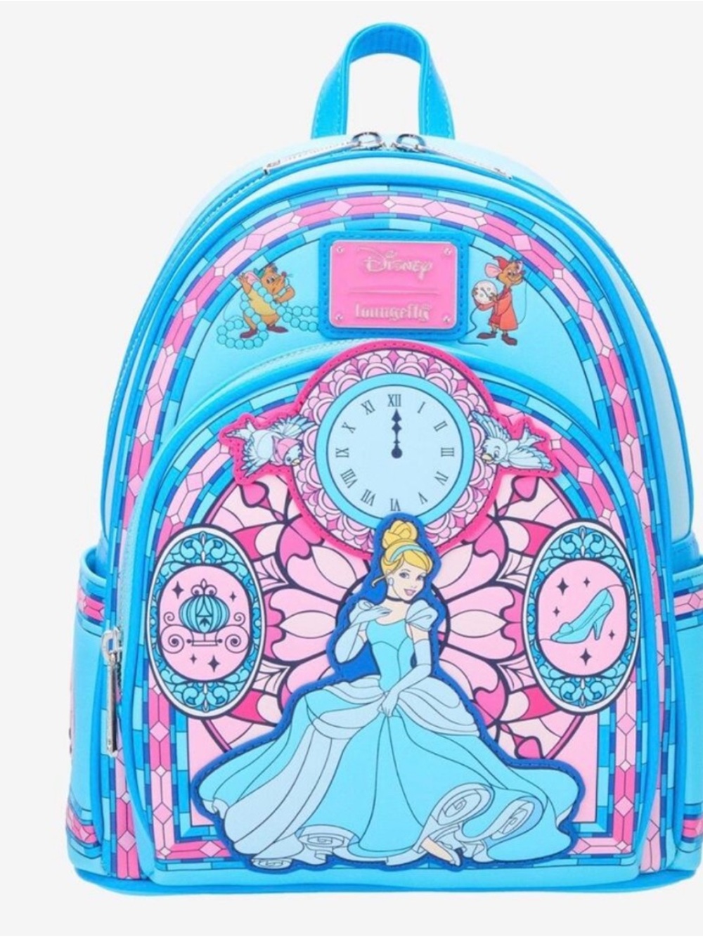 Disney Loungefly Cinderella Stain glass Blue & Pink Mini Backpack
